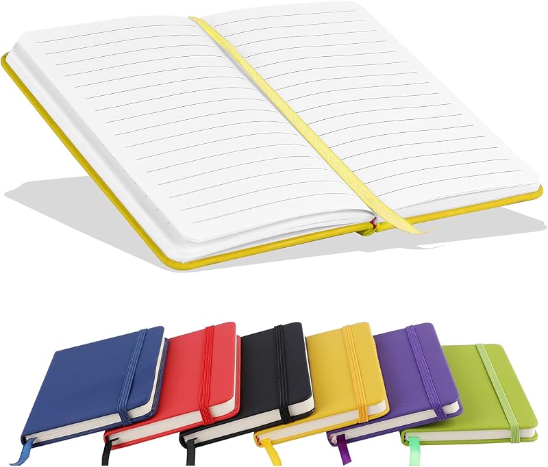 Lefute A6 Notebooks Pocket Notebook Hardback 160 Pages Yellow PU Leather