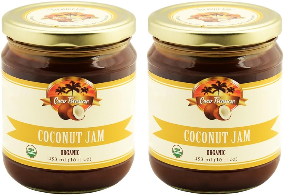 Organic Coconut Spread 16 Fl oz by Coco Treasure (2 Pack) - Vegan, Gluten Free & Kosher Fruit Jam