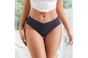 Seamless Thongs for Women V-waisted No Show Thong Seamless Panties Breathable Comfortable Soft Cotton Sexy Womens Underwear