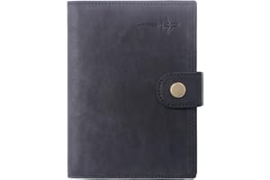 BORGASETS Genuine Leather Passport Case, RFID Passport Cover with Credit Card Holder for Women and Men Family ID Travel