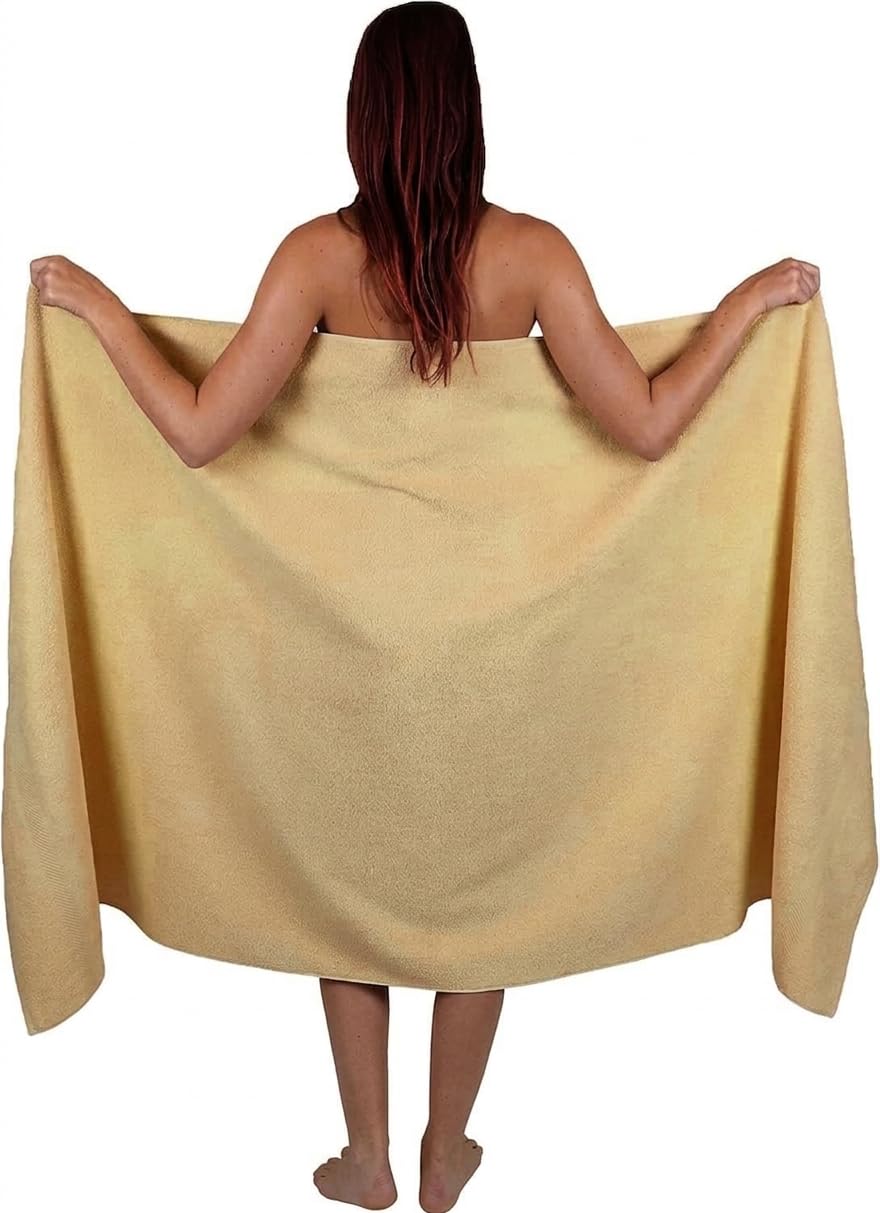 Wholesale Trade Dealz Extra Large Bath Sheet 100 x 200 cm Super Jumbo Big Bath Sheets Towels Beach Body Wrap XL Bath Towels 600-GSM (Latte)