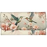Binienty Hummingbird Wallets for Women Leather Clutch Bag Card Organizer, Trifold Blocking Wallets Handbags