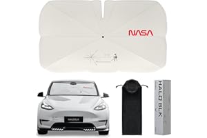 HALOBLK Reinforced Triple-Coated Windshield Sunshade Umbrella of The NASA Voyager-2 Mission Edition Designed for All Tesla Model Y Model 3 (2025 2024 2023 2022 2021) Accessories