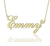 AOLO Emmy Heart Name Necklace 18k Gold Plated