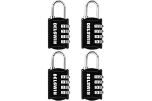 DELSWIN Small Combination Lock for Locker, 4-Digit Mini Combo Lock for Backpack and Luggage, Combination Padlock for School Gym Locker (Pack of 4)
