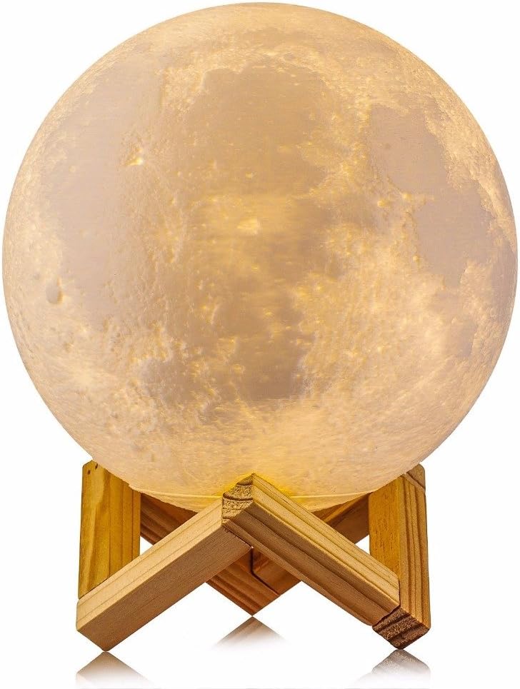 AIFONE Night Light PLDM 3D Printing Moon Lamp, Warm and Cool White Dimmable Touch Control Brightness with USB Charging,Home Decorative Lights