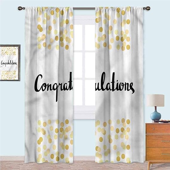 YUAZHOQI Graduation Room Darkening Window Curtains Calligraphy Pattern