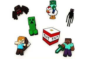 VXUS-CO. 7 Pack Mine Cart Pixel Croc Charms for Kids – Pixel Style Shoe Decorations for Clogs & Sandals, Fun PVC Shoe Accessories for Boys & Girls