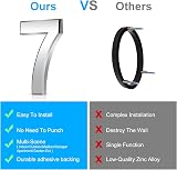 Vicloon 3D Door Numbers 3 Inch Self Adhesive Waterproof Silver (7) view 5