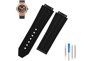 MMBAY Big Bang Rubber 25mm Silicone Watch Bands Replacement Fit for Hublot 19mm*25mm*22mm Big Bang Watch Strap Wirstband(without metal buckle) For Men and Women