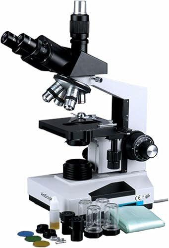 AmScope T490 Compound Trinocular Microscope, WF10x Eyepieces, 40X-1000X ...