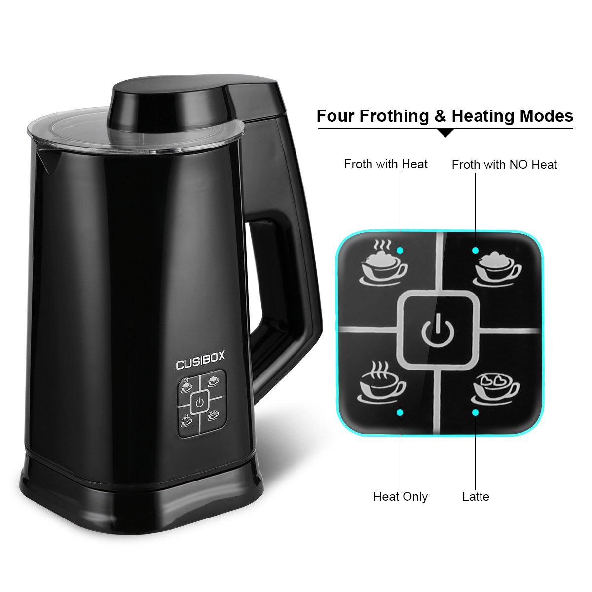 Automatic Electric Milk Frother,CUSIBOX Stainless Steel Electric Milk Steamer,Hot or Cold Milk with New Foam Density Feature Heater and Cappuccino Maker
