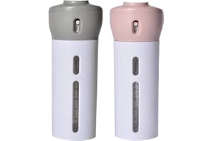 2 Pack Travel Dispenser, CHIVENIDO 4 in 1 Lotion Shampoo Gel Travel Dispenser Shower Bottles Refillable Travel Bottles (Pink+Gray)
