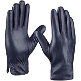 MGGMOKAY Mens Leather Gloves Lambskin Touch Screen Gloves Warm Cashmere Lined