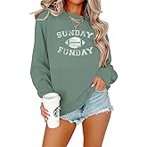 FLOYU Women Sunday Funday Sweatshirt Cute Football Graphic Pullover Game Day Weekend Tops Casual Football Season Shirt