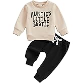 SAYOO Aunties Bestie Baby Clothes Gender Neutral Baby Boy Girl Long Sleeve Sweatshirt Pullover Pant Fall Solid Color Outfit