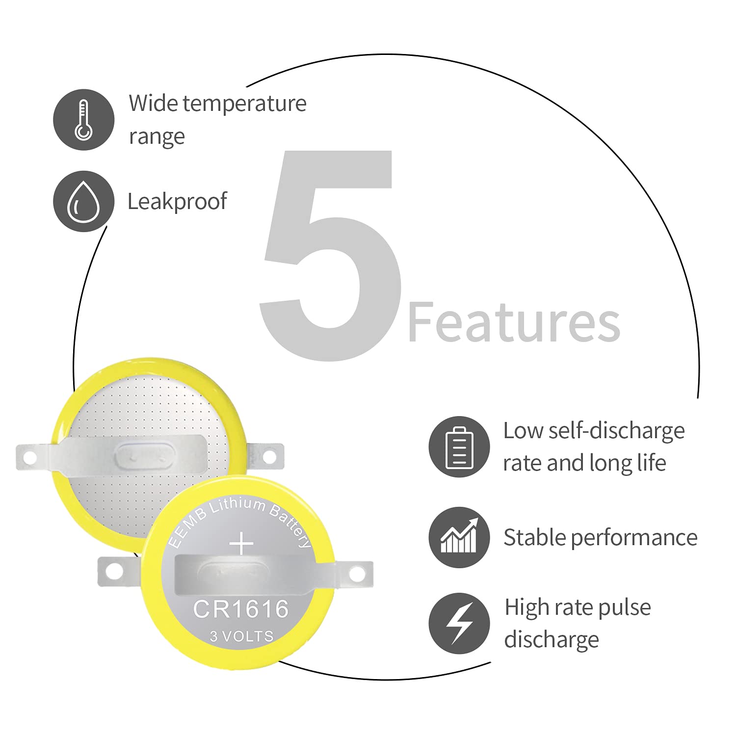 EEMB 10PACK Tabbed CR1616 Battery with Solder Tabs 3V Lithium Batteries for Gameboy Cartridge Batteries Ruby Gameboy Advance SP Fire Red Leaf Green Emerald, 1616 Battery GBA Gameboy Advance Cart Save