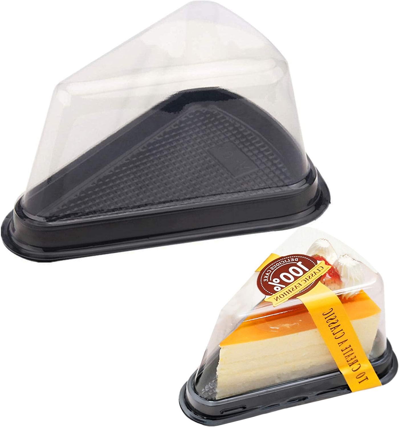 50Pack Clear Cake Slice Containers with 