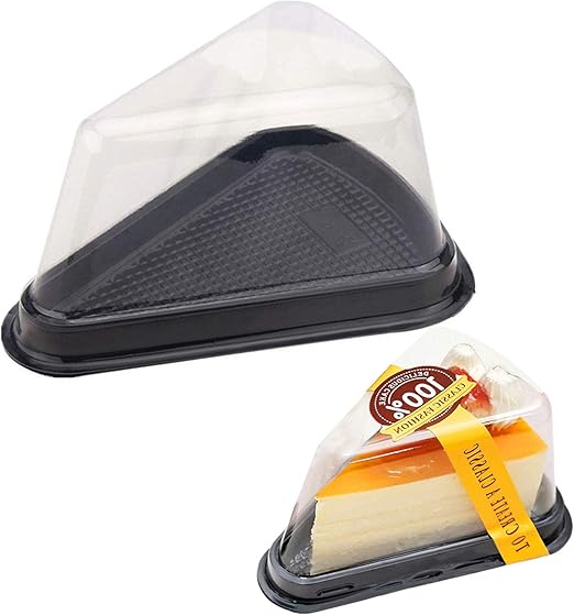 50Pack Clear Cake Slice Containers with Stickers Individual Disposable