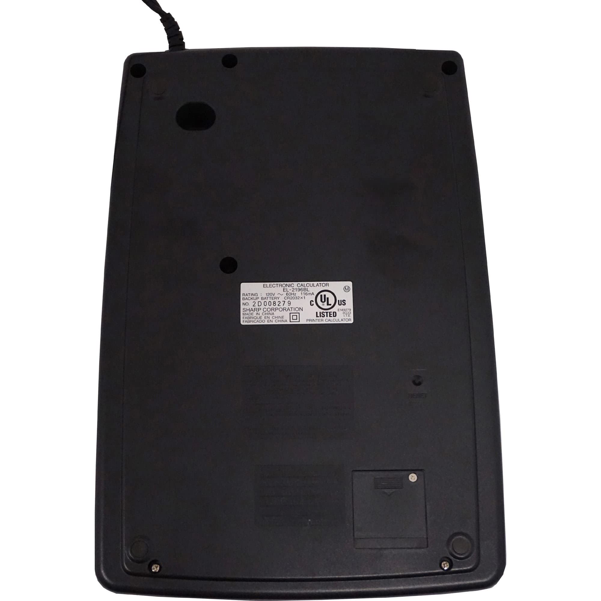 Sharp 12-Digit Print Calculator Desktop Size Adding Machine, Perfect for Everyday Use and Office, Bright, Large Easy-to-Read Numbers on Both The Display and The Two-ColorPrinted Tape (EL2196BL)