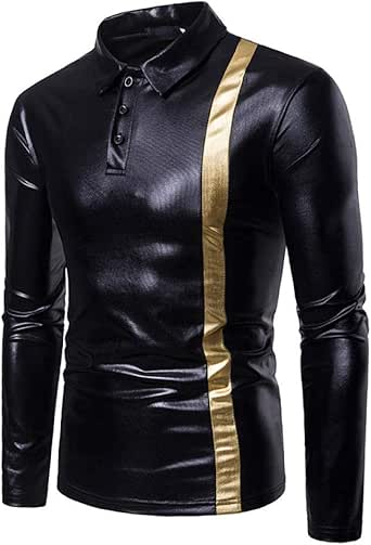 Camisa de Moda de Manga Larga de otoño para Hombre, Camiseta de Solapa