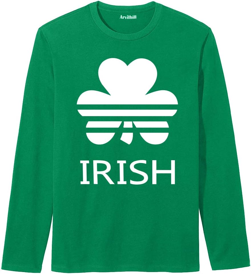 Arvilhill Men's Irish St. Patrick's Day Top Clover Green Long Sleeve Shirt