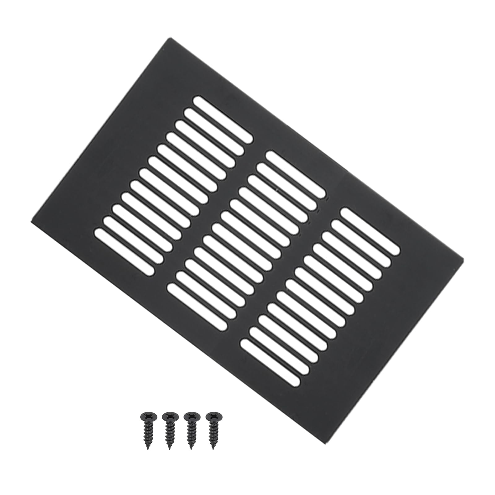 PATIKIL 6 x 4 Inch Door Air Vent Cover, Aluminum Grille Ventilation Cover Louvered with Mounting Screws for Cabinet Wardrobe Door, Black