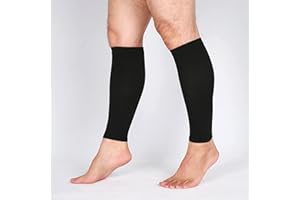 bounfend® Calf Compression Sleeves Socks for Men & Women (20-30mmHg) Leg Plus Size, Medical Grade for Varicose Veins, Swelling, Shin Splint, Edema, Nurses & Maternity, Running, Black L