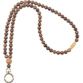 Smongdelis Wood Beaded Lanyards for Id Badges Holder, Teacher Breakaway Lanyard Boho Keychain Id Lanyard for Women