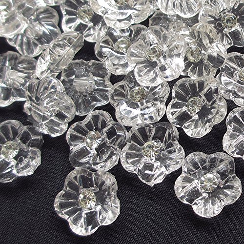 Chenkou CraftPlastic Button Clear Flower Sewing Ornament 100pcs