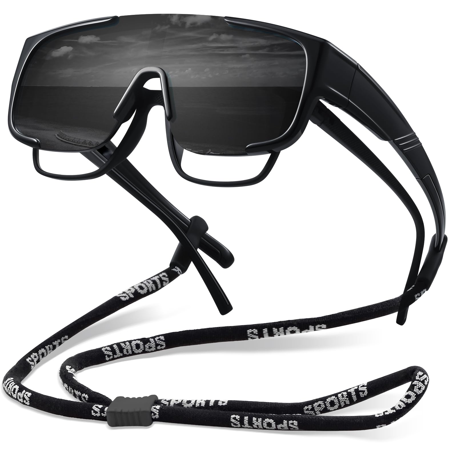 Fit Over Glasses Sunglasses for Men Polarized Sun Glasses Sports Wrap for Driving Cycling Running UV400 Protection