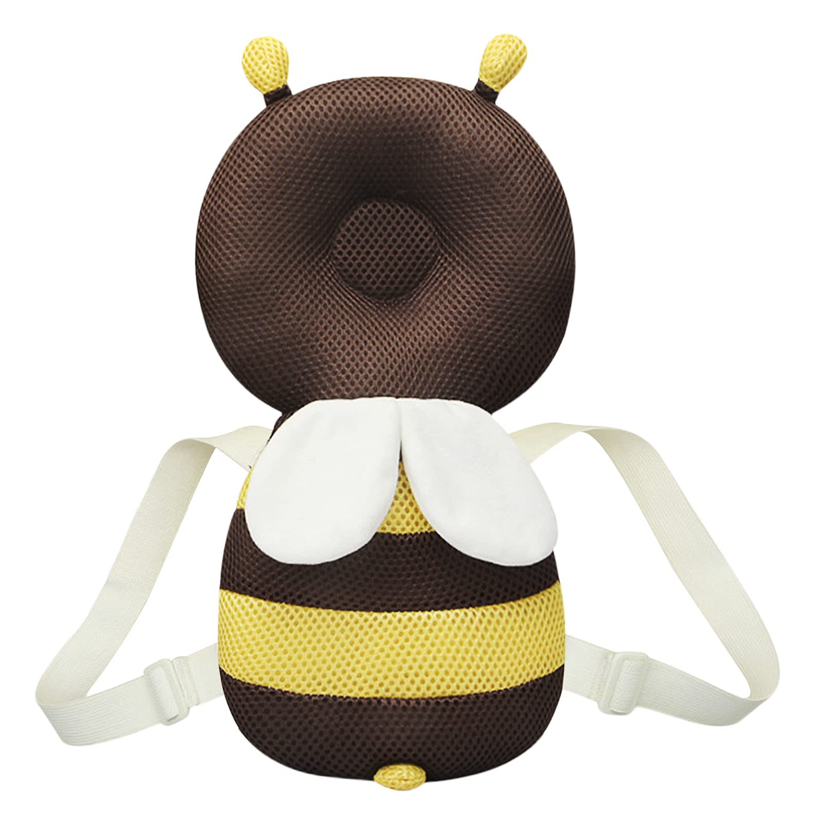 Baby Safety Head Protection Cushion Cute Bee Anti-Fall Pillow Kids Breathable Harness Adjustable Back Cushion Pad Child Walker Headrest Head Protection Backpack for Learning Walk Crawl Training