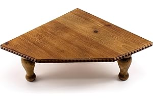 OKSQW Wood Corner Counter Shelf Framehouse Decorative Tray Stand for Kitchen Bathroom Riser Organizer Coffee Bar Display Shelf with Detachable Legs (Lightbrown)