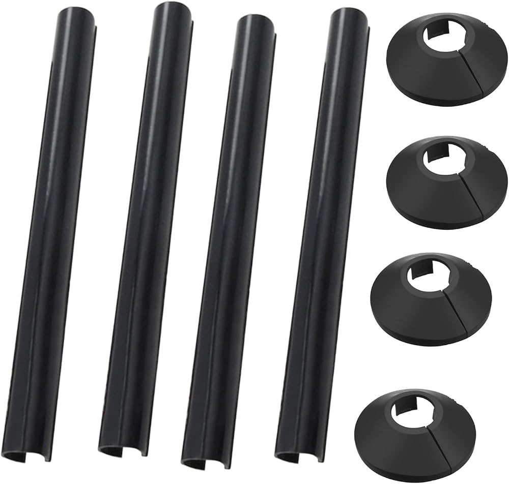 Uskerb Pack of 4 Black 15mm Radiator Pipe Hole Covers Durable Plastic
