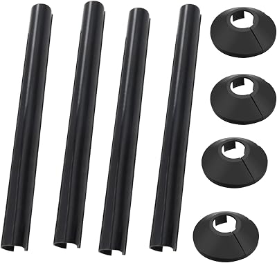 Uskerb Pack of 4 Black 15mm Radiator Pipe Hole Covers Durable Plastic