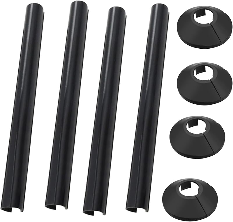 Uskerb Pack of 4 Black 15mm Radiator Pipe Hole Covers Durable Plastic