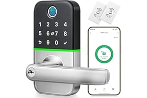 Keypad Smart Door Lock with Handle: Kucacci Keyless Entry Door Lock - Smart Lock for Front Door - Electronic Door Lock with Keypad for Exterior Door - Deadbolt Lever Alternative - Easy Installation