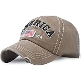 Ptduabenlu American Flag Hat for Men Women USA Flag Embroidery Distressed Adjustable Cotton Baseball Cap Dad Hat