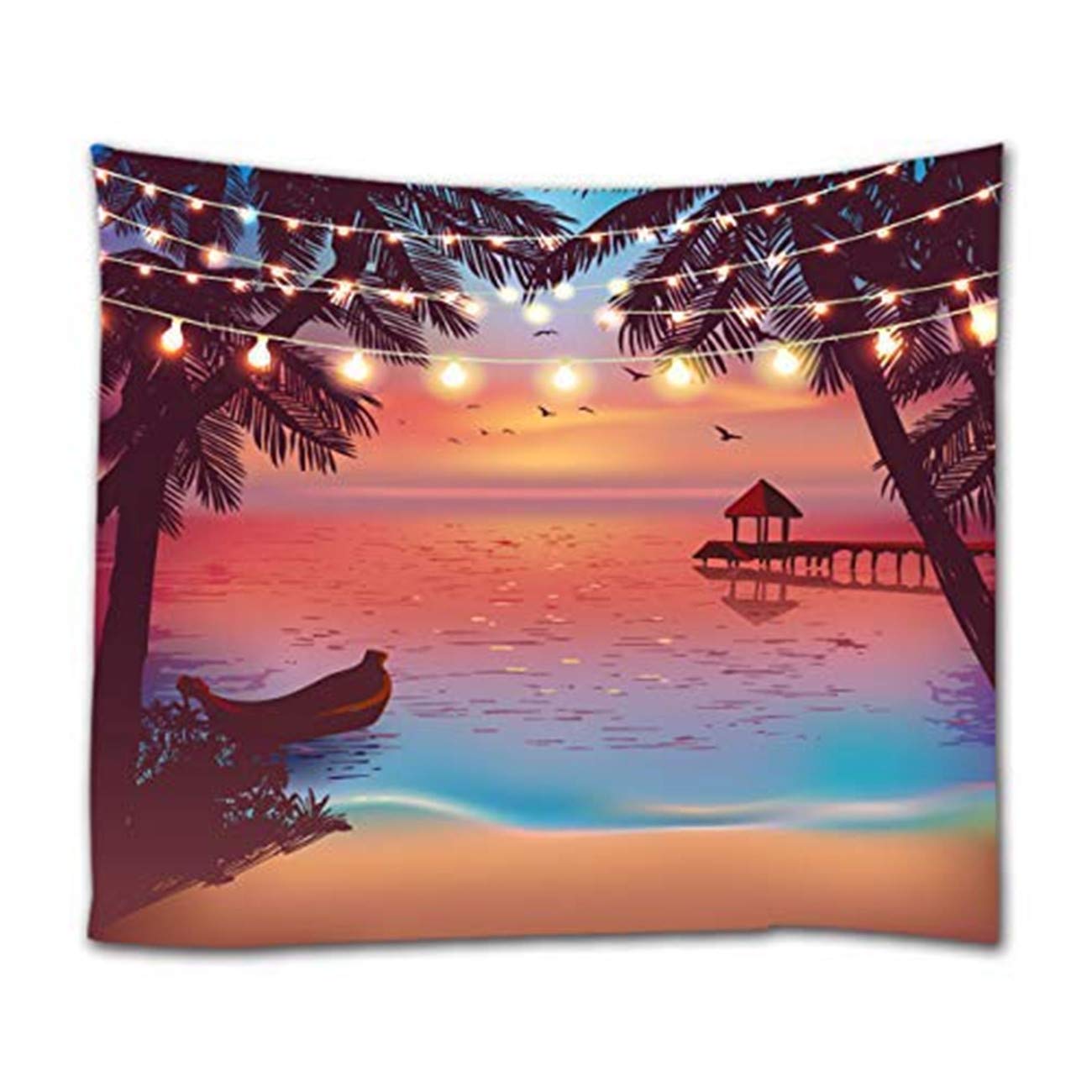 goodbath Palm Leaves Tapestry, Tropical Jungle leaf Wall Tapestries Wall Hanging for Bedroom Living Room Dorm, 200 x 150 cm, Green White