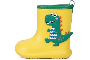 DUONITITI Toddler Rain Boots Cute Animal Easy-on Shoes Lightweight Waterproof Outdoor Rainboots for Boys and Girls