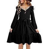blibean Teen Girls Fall Dress Kids Semi Formal Lace Smocked Long Sleeve Dresses Size 6-15 Years