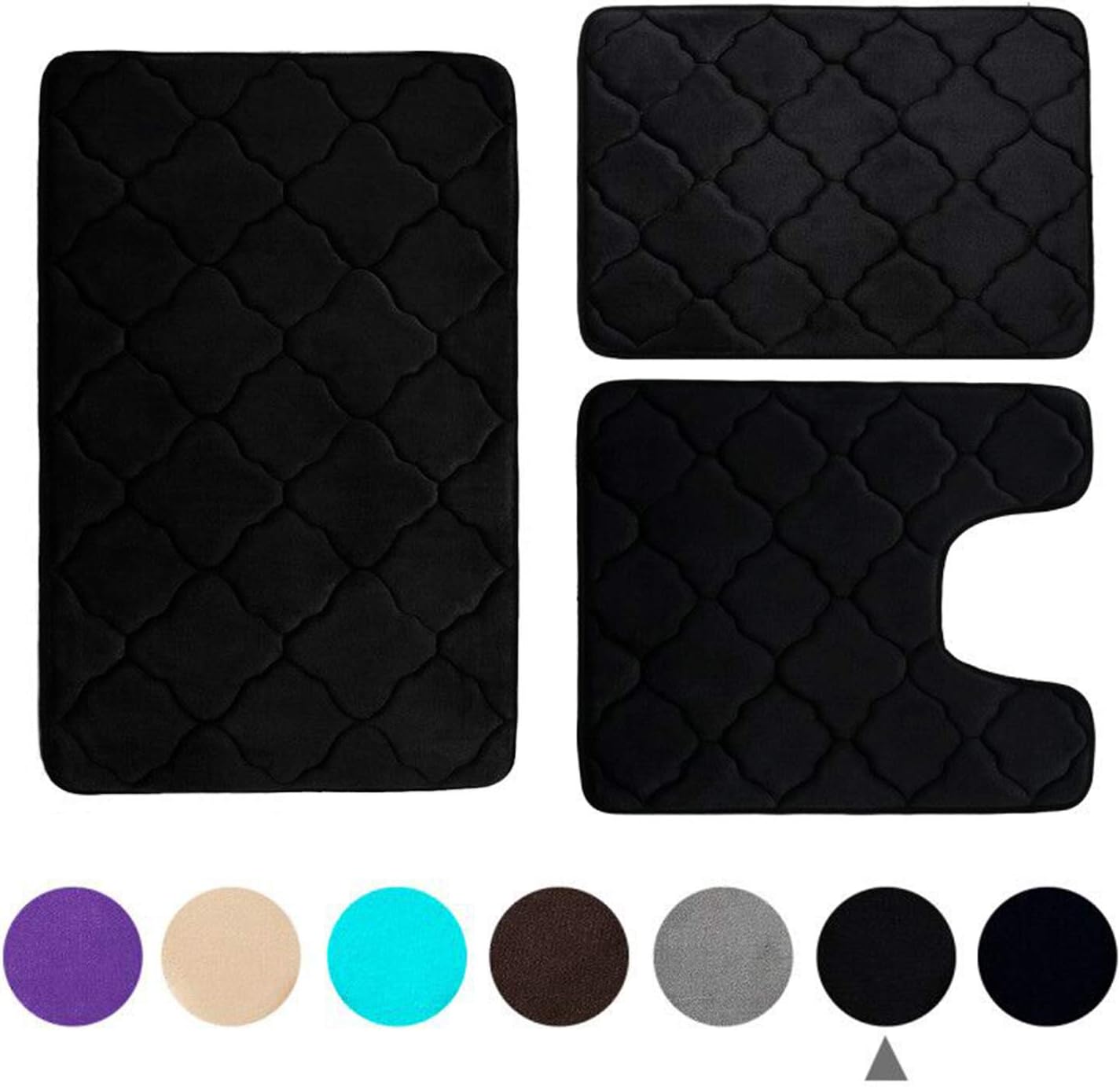 Buganda 3 Piece Memory Foam Bath Rugs 