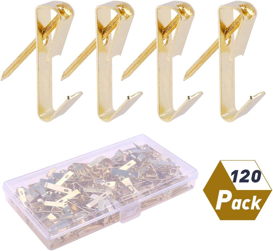 Yorgewd 120 Pack 30lbs Picture Frame Hangers Hooks with Nails Hardware Assortment Wall Hanging Kit for Drywall Home and Office Picture Wall Mount