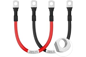 YDDECW Battery Cable 8 Gauge 1FT, 8AWG Battery Power Inverter Cables (1 Positive & 1 Negative) with 5/16" Lugs Terminals for Automotive Solar Marine Boat RV Car Motorcycle