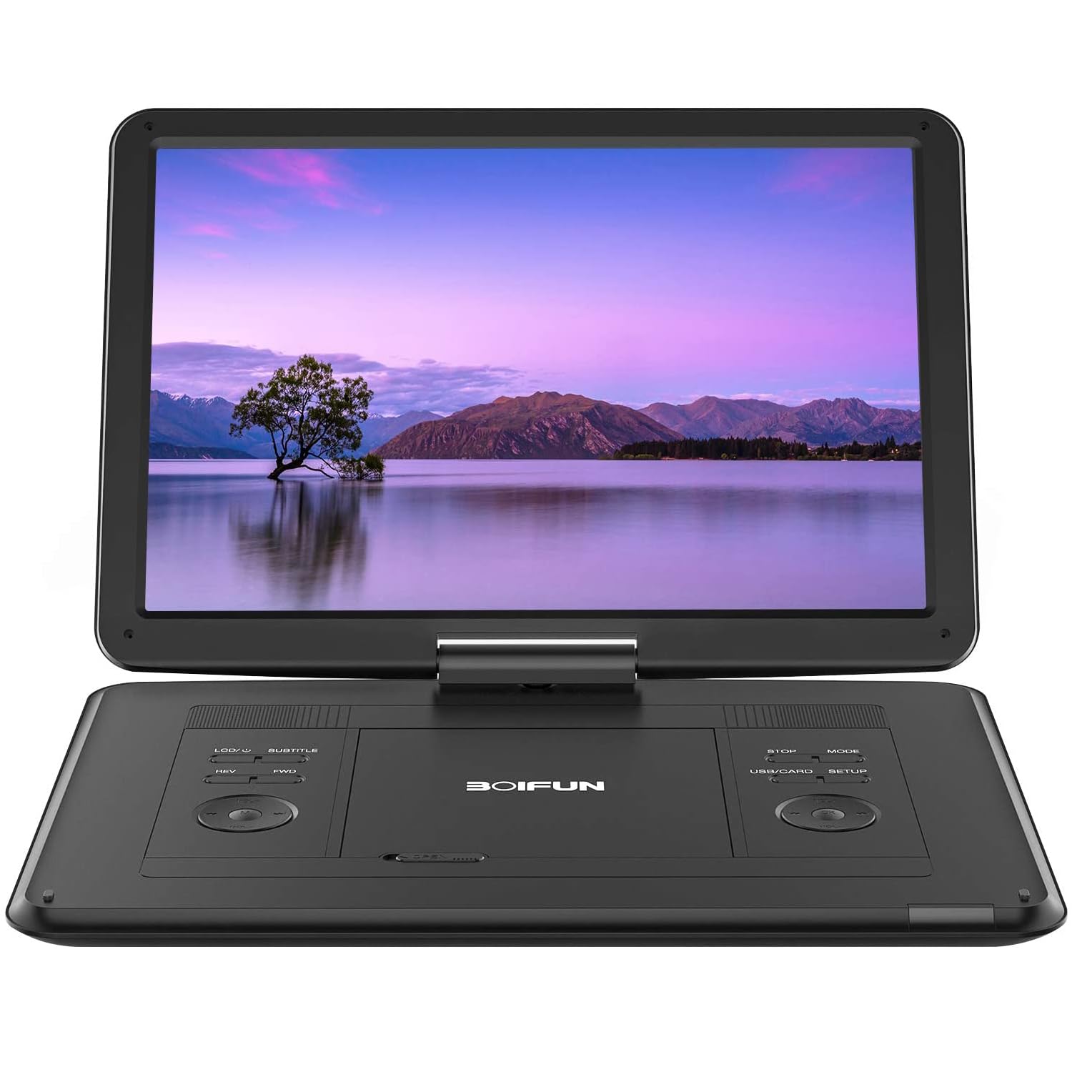 17.5" Portable DVD Player with 15.6" Large HD Swivel Screen, 6 Hours Rechargeable Battery, Support USB/SD Card/Sync TV and Multiple Disc Formats, No Region Restrict, High Volume Speaker, Black