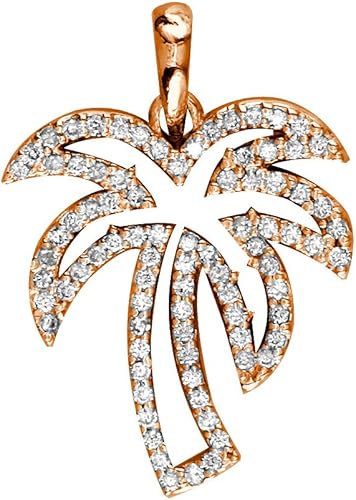 Amazon Com Small Open Diamond Palm Tree Pendant 0 50ct In 18k
