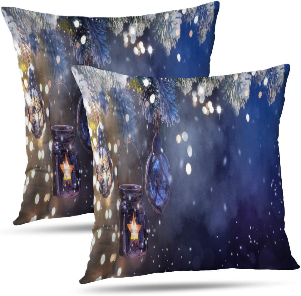LALILO Glam Pillow Covers, Christmas Lantern and New Year Holidays Winter Season Holiday Double-Sided Pattern Pillowcase for Decoration Sofa Cushion Home Bed 18 x 18 Inch