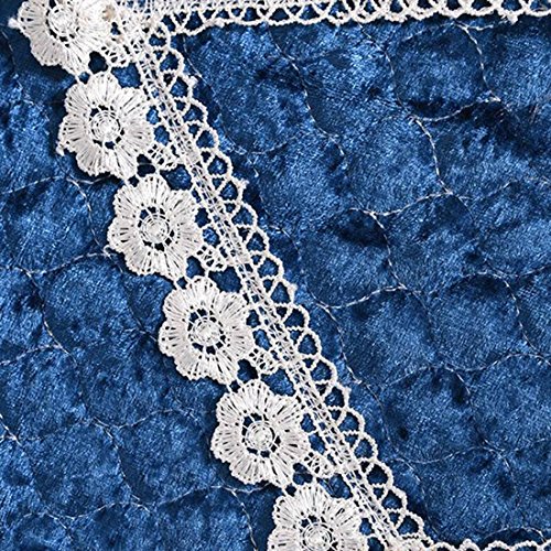 Freahap Toilet Cover Set Lace Bathroom Decor Tank Cover Toilet Lid Cover Toilet Seat Cover Blue - Thumbnail 4