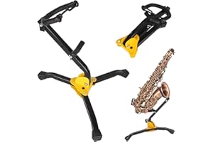 GOGHOST Saxophone Stand, Portable Folding Metal Alto/Tenor Sax Stand - Adjustable Triangle Base Holder Display Rack, Musical Instrument Accessories