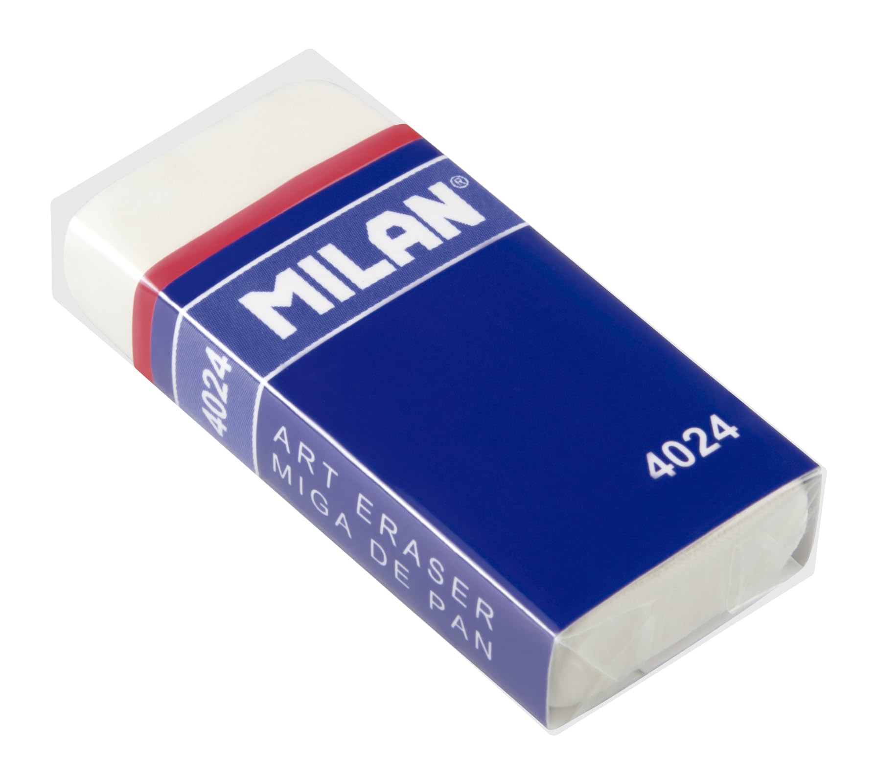 Gumka Milan z kauczuku syntetycznego w kartonowej oslonce, biala 24 sztuki